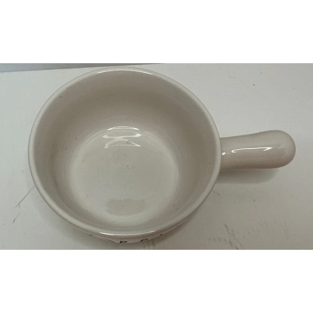 Rae Dunn GOBBLE Soup Crock White Ceramic Side Handle Thanksgiving Farmhouse Bowl